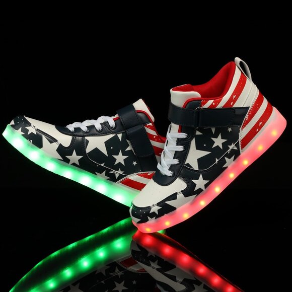 ⚡Unisex Star High Top USB Charging Light Up Shoes Sports LED Dancing Sneakers - Picture 2 of 7